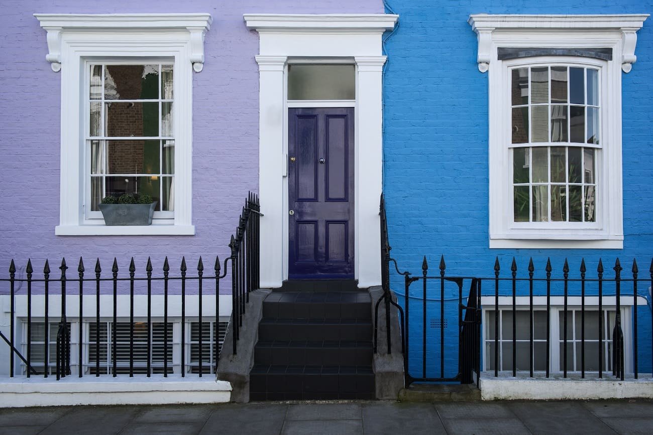 front-view-front-door-with-blue-violet-wall